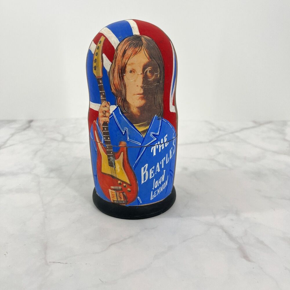 BEATLES MATRYOSHKA Nesting Doll Set John Lennon Hand Painted Rare Hard to Find B